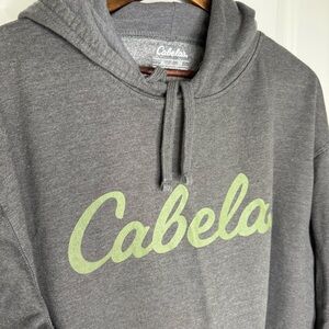 Cabela's Script Logo‎ Hoodie Adult XL Gray Sweatshirt Drawstring Pullover